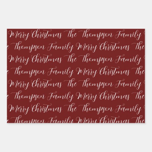 Calligrafie Frohe Weihnachten & Custom Text Geschenkpapier Set (Vorderseite)