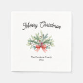 Calligrafie Frory Christmas Family Greenery Serviette (Vorderseite)