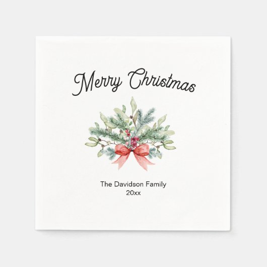 Calligrafie Frory Christmas Family Greenery Serviette (Vorderseite)