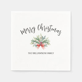 Calligrafie Frory Christmas Greenery Familie Napki Serviette