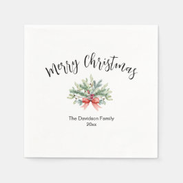 Calligrafie Frory Christmas Greenery Familie Serviette