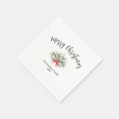 Calligrafie Frory Christmas Greenery Familie Serviette (Ecke)