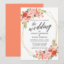 Calligrafie Geometric Coral Floral Wedding