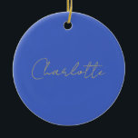 Calligrafie Gold Color Deep Royal Individuelle Nam Keramik Ornament<br><div class="desc">Wenn Sie ein einfaches,  lesbares und minimalistisches Design suchen,  dann ist dies für Sie.</div>