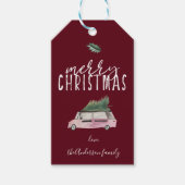 Calligrafie Merry Christmas Van & Baum heilig rot Geschenkanhänger (Vorderseite)