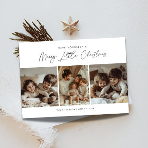 Calligrafie Merry Little Christmas Kids Fun Foto Feiertagskarte