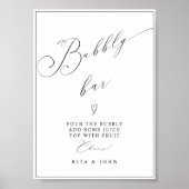 Calligrafie Minimalistisch Bubbly Bar Wedding Sign Poster (Vorne)