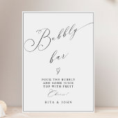Calligrafie Minimalistisch Bubbly Bar Wedding Sign Poster