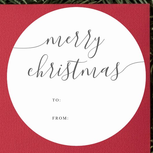 Calligrafie Minimalistisch Merry Christmas Gift Runder Aufkleber