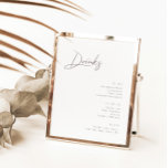 Calligrafie Minimalistisch Modernes Bar Menu-Zeich Poster<br><div class="desc">Das Design besticht durch einen handgeschriebenen Schriftart und modernes minimalistisches Design. Konzipiert für die "ESSENTIALS" Hochzeitskollektion. Klicken Sie zum Ändern der Details auf "Personalisieren". Klicken Sie auf den Link Sammlung auf dieser Seite, um alle passenden Elemente in diesem schönen Design zu sehen, oder sehen Sie sich die Sammlung hier an:...</div>