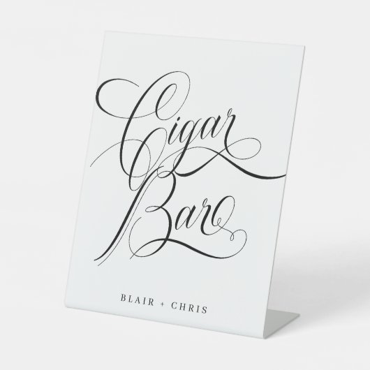 Calligrafie Modernes Hochzeitszeichen für Zigarren Sockelschild (Vorderseite)