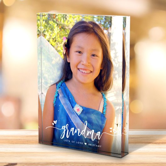 Calligrafie Oma Heart Individuelle Name Keepake Fotoblock