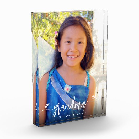 Calligrafie Oma Heart Individuelle Name Keepake Fotoblock (Links)