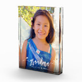 Calligrafie Oma Heart Individuelle Name Keepake Fotoblock (Rechts)