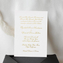 Calligrafie Real Gold & White Classic Wedding Folieneinladung