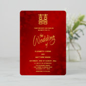 Calligrafie Red Gold Chinese Wedding Folieneinladung (Stehend vorne)