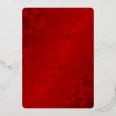 Calligrafie Red Gold Chinese Wedding Folieneinladung (Rückseite)