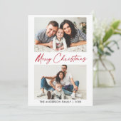 Calligrafie Red Ink Script 2 Foto Weihnachten (Stehend Vorderseite)