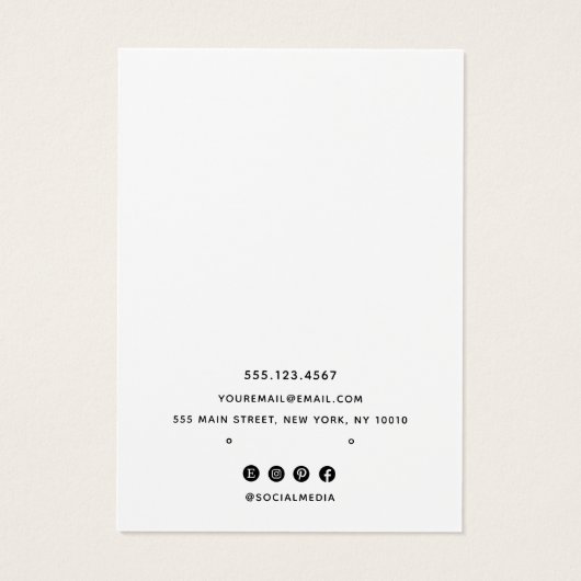 Calligrafie Schwarz-weiß Earring Display Card (Rückseite)