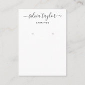 Calligrafie Schwarz-weiß Earring Display Card Visitenkarte (Vorderseite)