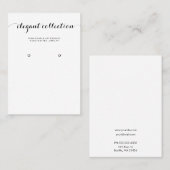 Calligrafie Schwarz-weiß Earring Display Visitenkarte (Vorne/Hinten)