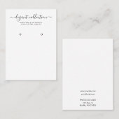 Calligrafie Schwarz-weiß Earring Display Visitenkarte (Vorne/Hinten)