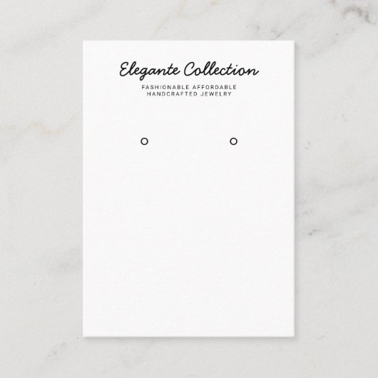 Calligrafie Schwarz-weiß Earring Display Visitenkarte (Vorderseite)