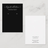 Calligrafie Schwarz-weiß Earring Display Visitenkarte (Vorne/Hinten)