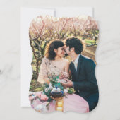 Calligrafie Script Blue Pink Floral Foto Hochzeit Einladung (Rückseite)