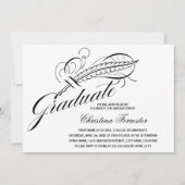 Calligrafie Script Feather Quill Abschluss Einladung (Vorderseite)