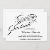 Calligrafie Script Feather Quill Abschluss Einladung (Vorne/Hinten)