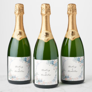 Calligrafie Script Floral Wedding Schaumweinetikett