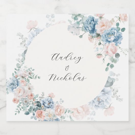 Calligrafie Script Floral Wedding Schaumweinetikett (Einzelnes Label)