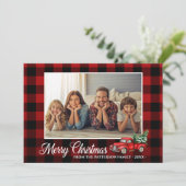 Calligrafie Script Foto Buffalo Kariert Red Truck Karte (Stehend Vorderseite)