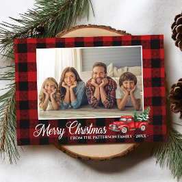 Calligrafie Script Foto Buffalo Kariert Red Truck Karte