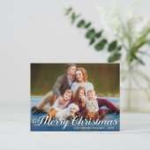 Calligrafie Script Foto Merry Christmas Star Postkarte (Stehend Vorderseite)