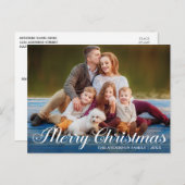 Calligrafie Script Foto Merry Christmas Star Postkarte (Vorne/Hinten)