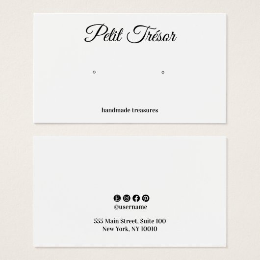 Calligrafie Script Schlicht White Oring Display (Vorne & Hinten)