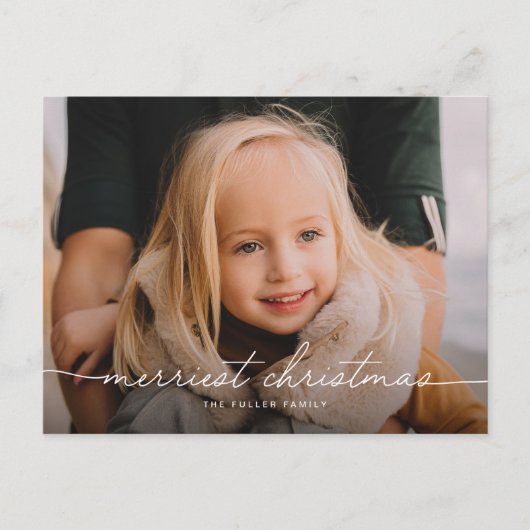 Calligrafie Script Three Foto Frohe Weihnachten (Vorderseite)