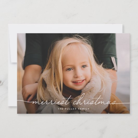 Calligrafie Script Three Foto Frohe Weihnachten (Vorderseite)