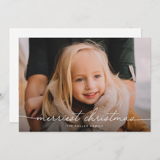 Calligrafie Script Three Foto Frohe Weihnachten (Vorne/Hinten)