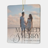 Calligrafie Script Wedding First Christmas Metal Keramikornament (Links)