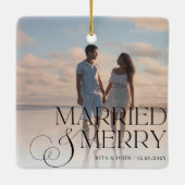 Calligrafie Script Wedding First Christmas Metal Keramikornament (Rückseite)