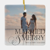 Calligrafie Script Wedding First Christmas Metal Keramikornament (Vorderseite)