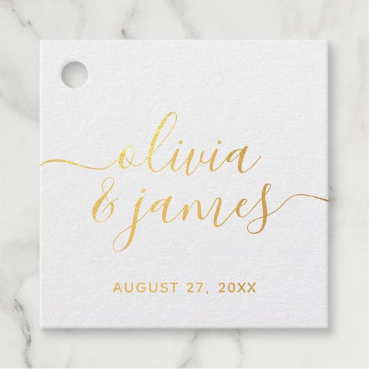 Calligrafie Script Wedding Foil Geschenkanhänger (Vorderseite)