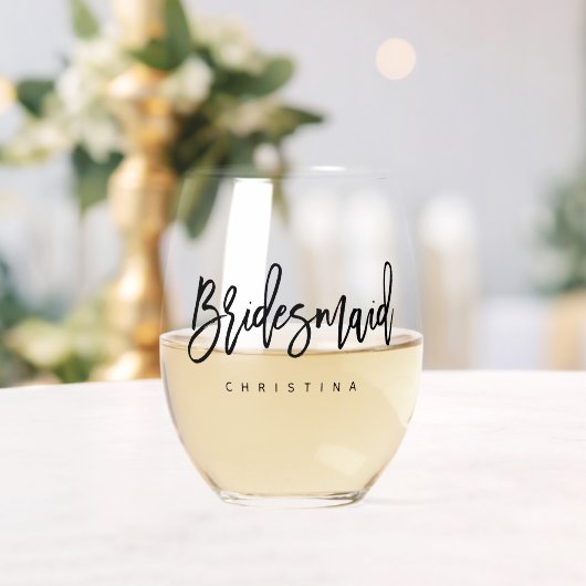 Calligrafie Stilvolle Skriptbezeichnung Bridesmaid Weinglas Ohne Stiel (Insitu (Hochzeit))
