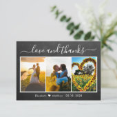 Calligrafie-Tafel HochzeitsfotoCollage Dankeskarte (Stehend Vorderseite)