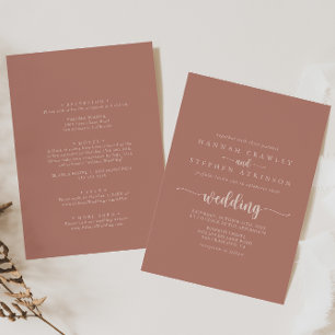 Calligrafie Terracotta Front & Back Wedding Einladung