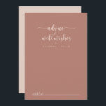 Calligrafie Terracotta Hochzeitsgebiete Hinweiskarte<br><div class="desc">Diese kalligraphische Terracotta Hochzeit auch Wünsche Ratschlag Karte ist perfekt für eine rustikale Hochzeit. Das einfache und elegante Design zeichnet sich durch klassische und extravagante Schriftzeichen aus. Diese Karten sind ideal für Hochzeiten, Brautparty, Babydusche, Graduiertenfest u.v.m. Personalisieren Sie die Karten mit den Namen der Braut und Bräutigam, den Eltern, die...</div>