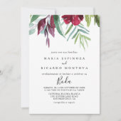 Calligrafie Tropical Floral Spanish Wedding Einladung (Vorderseite)